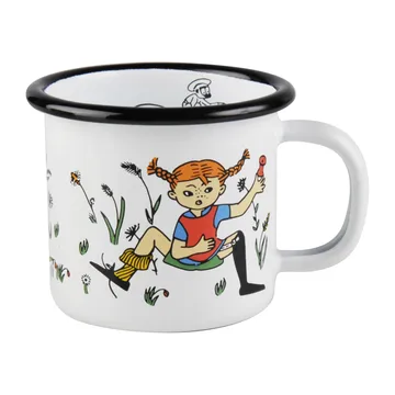 Pippi & Mr. Nilsson emaljekrus 1,5 dl - White - Muurla