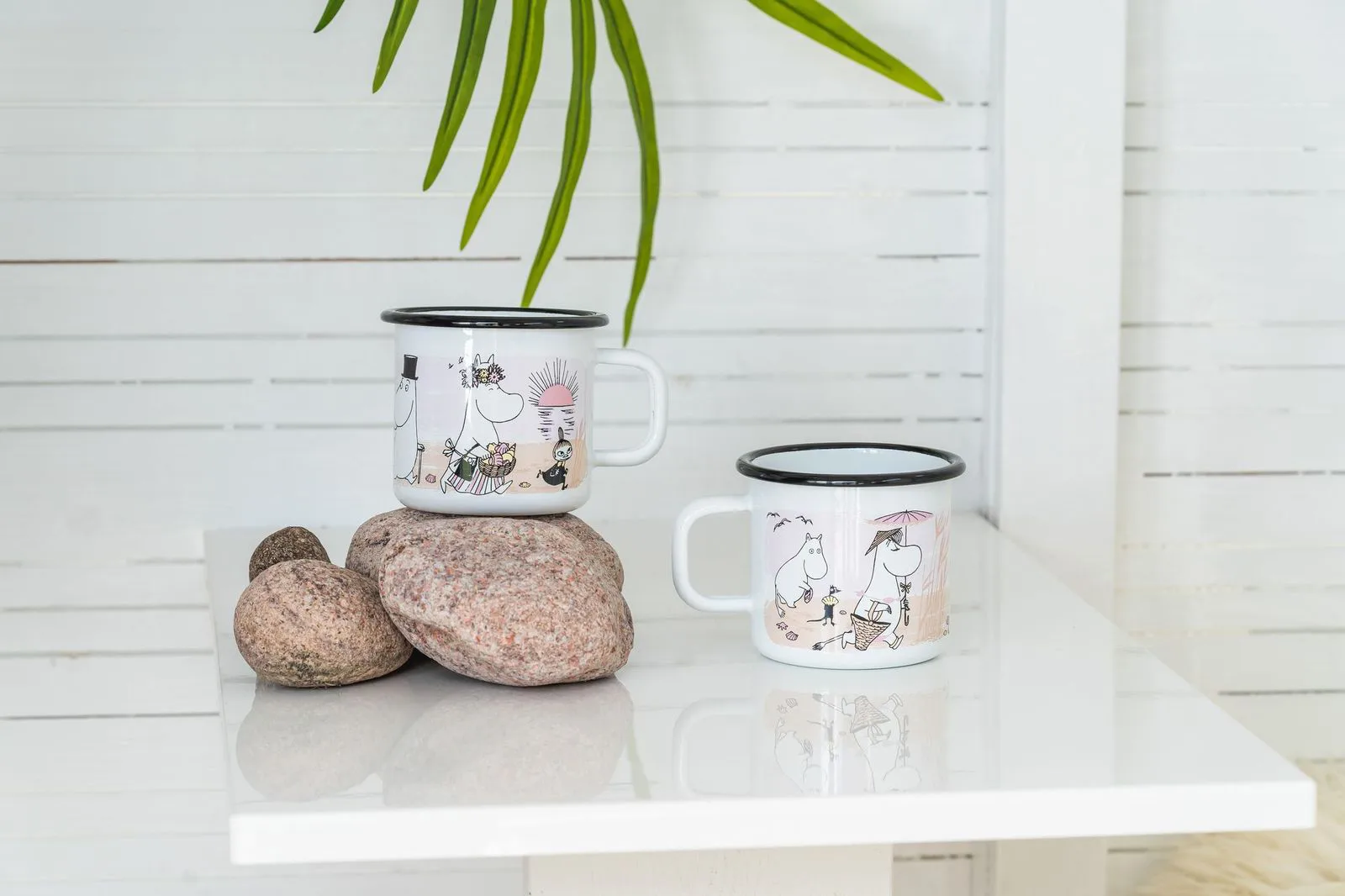 The Beach Retro emaljekrus 37 cl, White Muurla