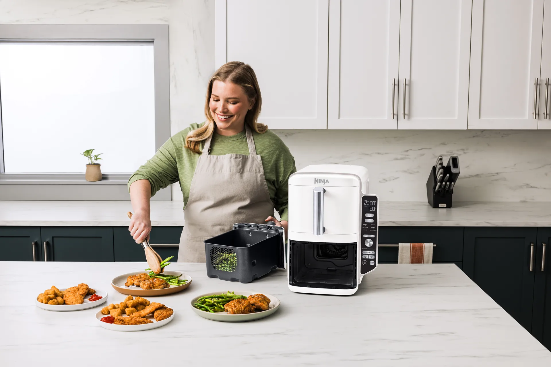 Ninja Air Fryer SL400EUWH double stack XL 2 skuffer 9,5 L, Hvid Ninja