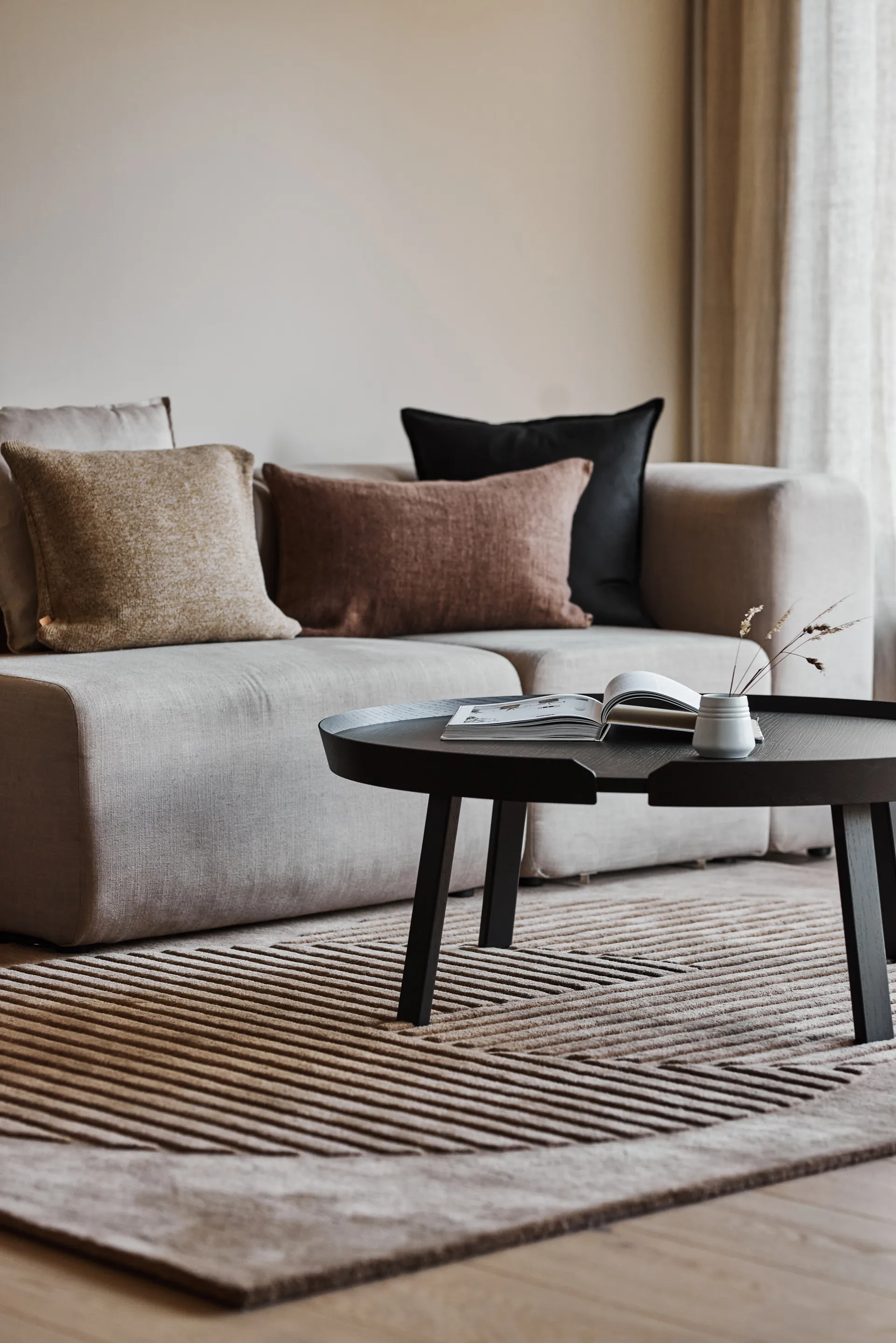 Levels uldtæppe circles beige, 170x240 cm NJRD