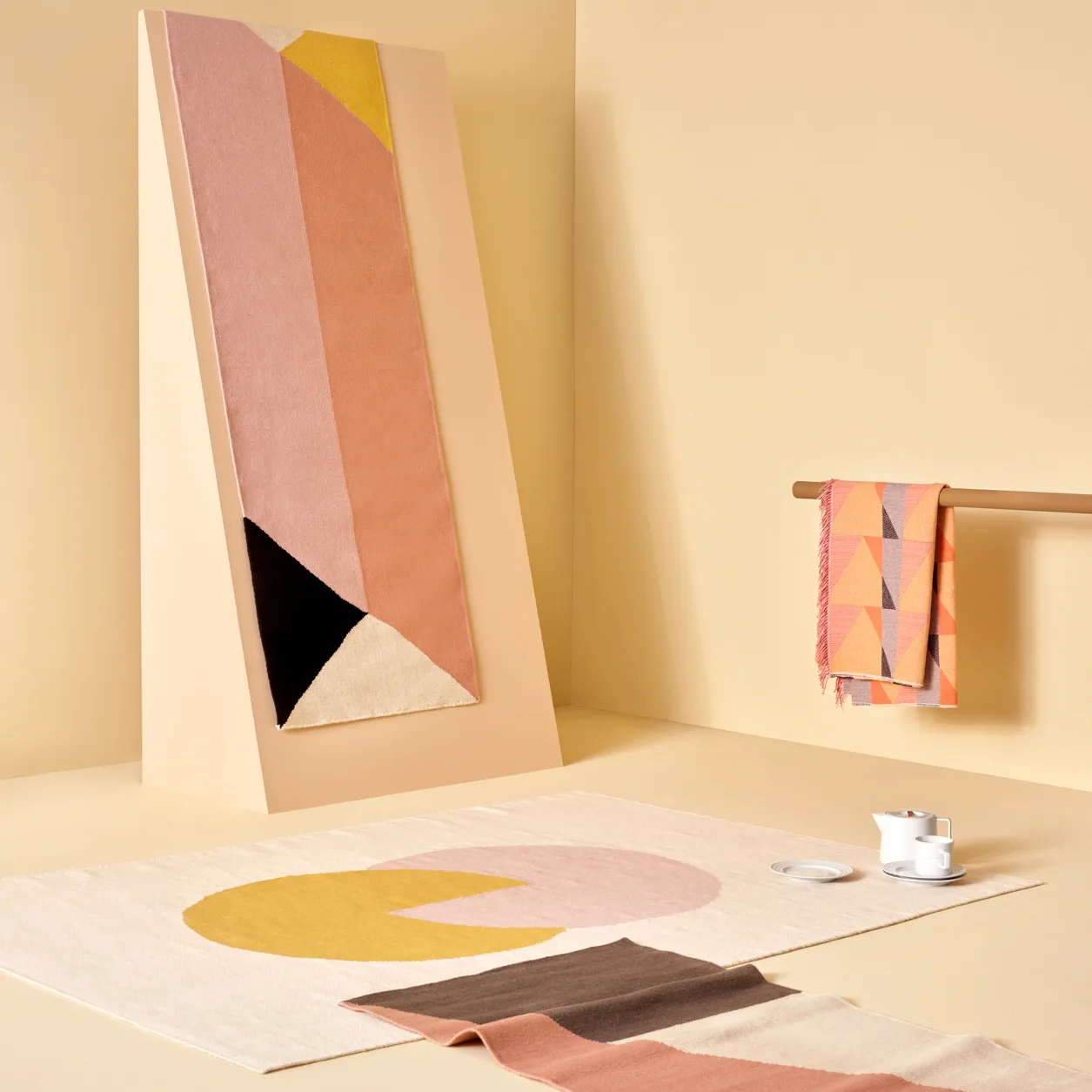 Rectangles blocks kelimtæppe pink, 80x240 cm NJRD