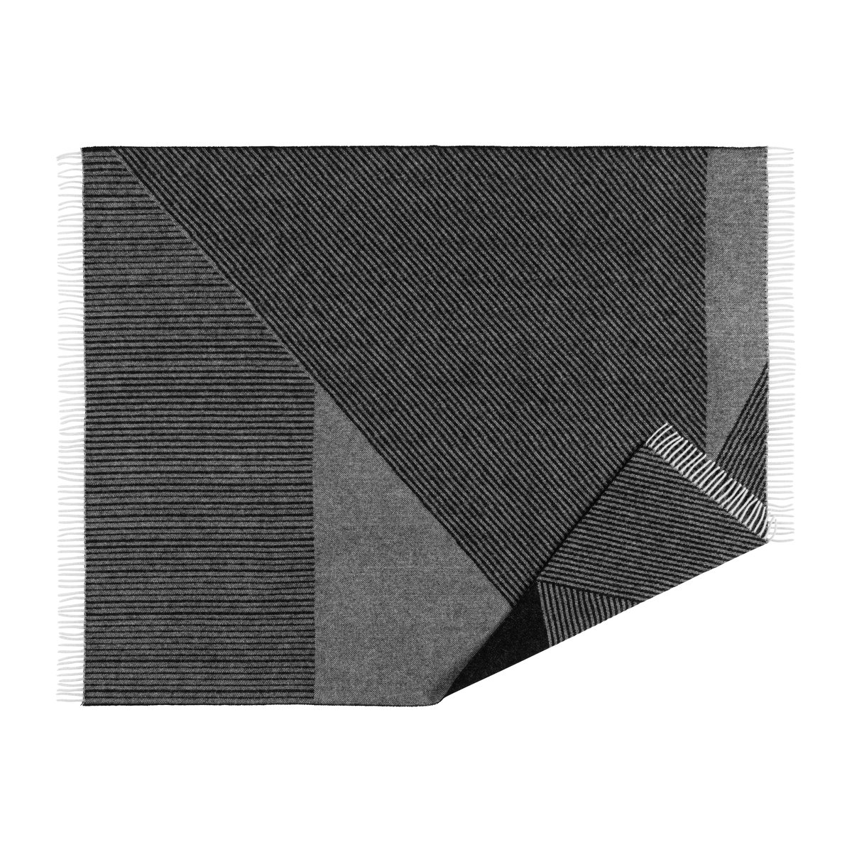NJRD Stripes uldplaid 130×185 cm Sort