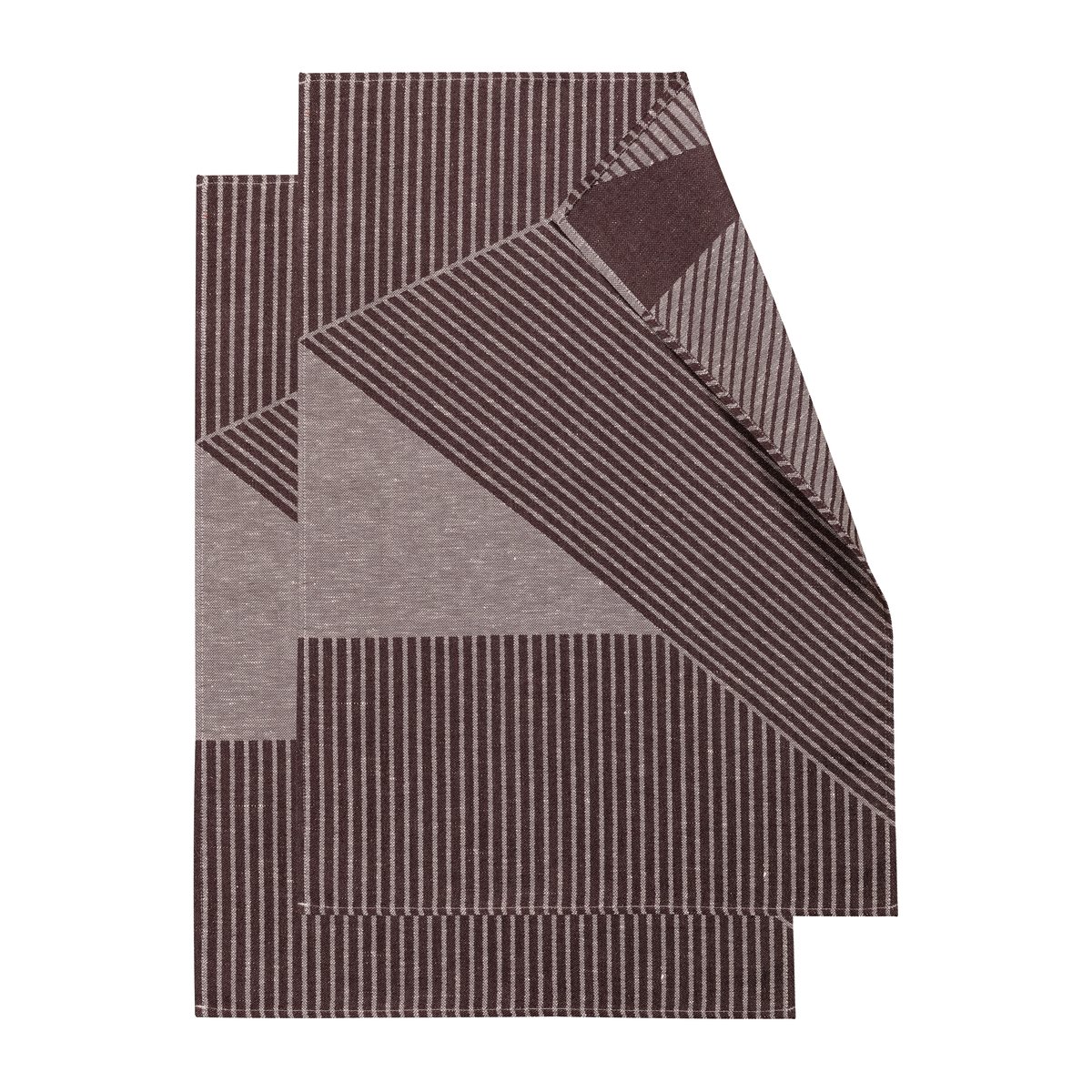 NJRD Stripes viskestykke 47×70 cm 2-pak Brun/Hvid