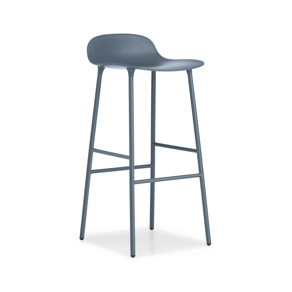 Normann Copenhagen Form barstol høj blue blålakerede ben i stål