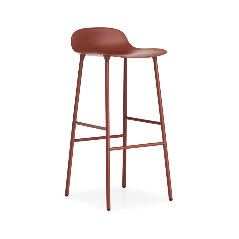 Normann Copenhagen Form barstol høj red rødlakerede stålben