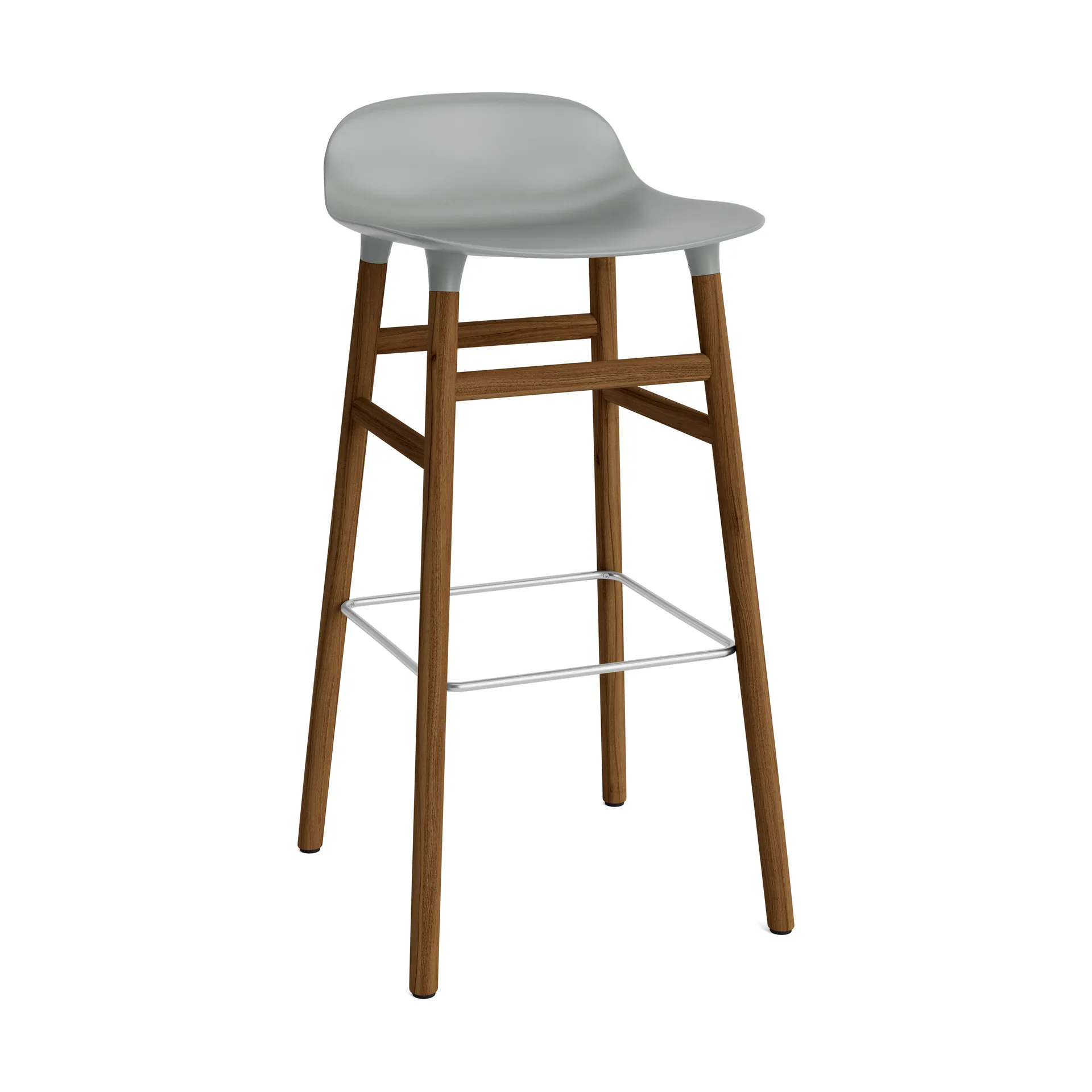 Normann Copenhagen Form barstol valnøddeben 75 cm grå
