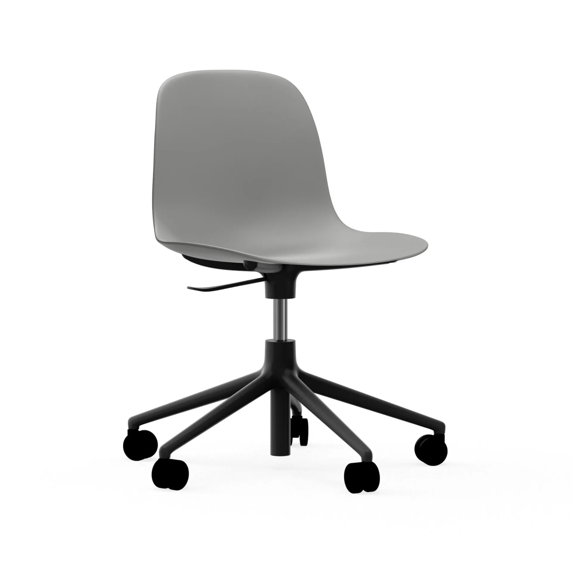 Form chair drejestol, 5W kontorstol, grå, sort aluminium, hjul Normann Copenhagen