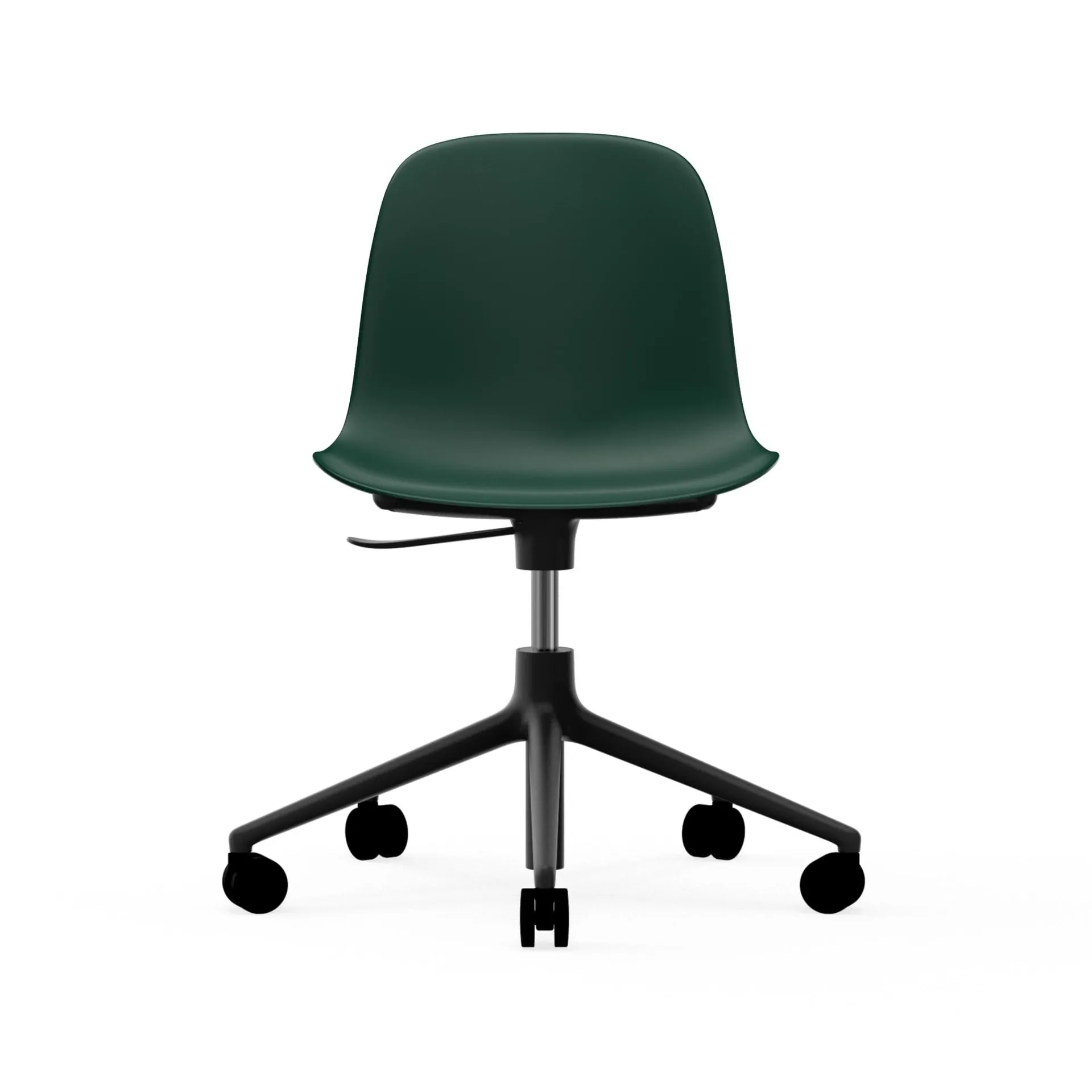 Form chair drejestol, 5W kontorstol, grøn, sort aluminium, hjul Normann Copenhagen