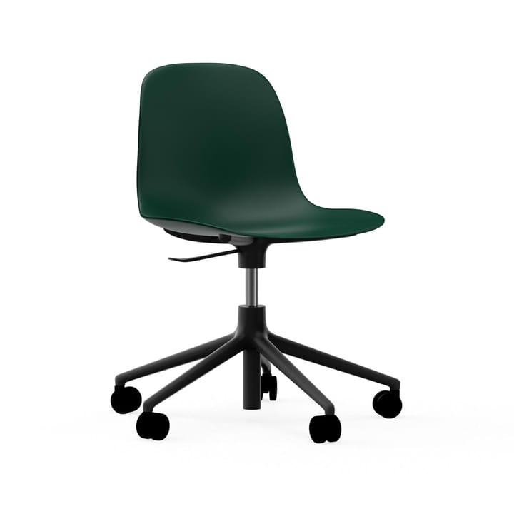 Form chair drejestol, 5W kontorstol, grøn, sort aluminium, hjul Normann Copenhagen