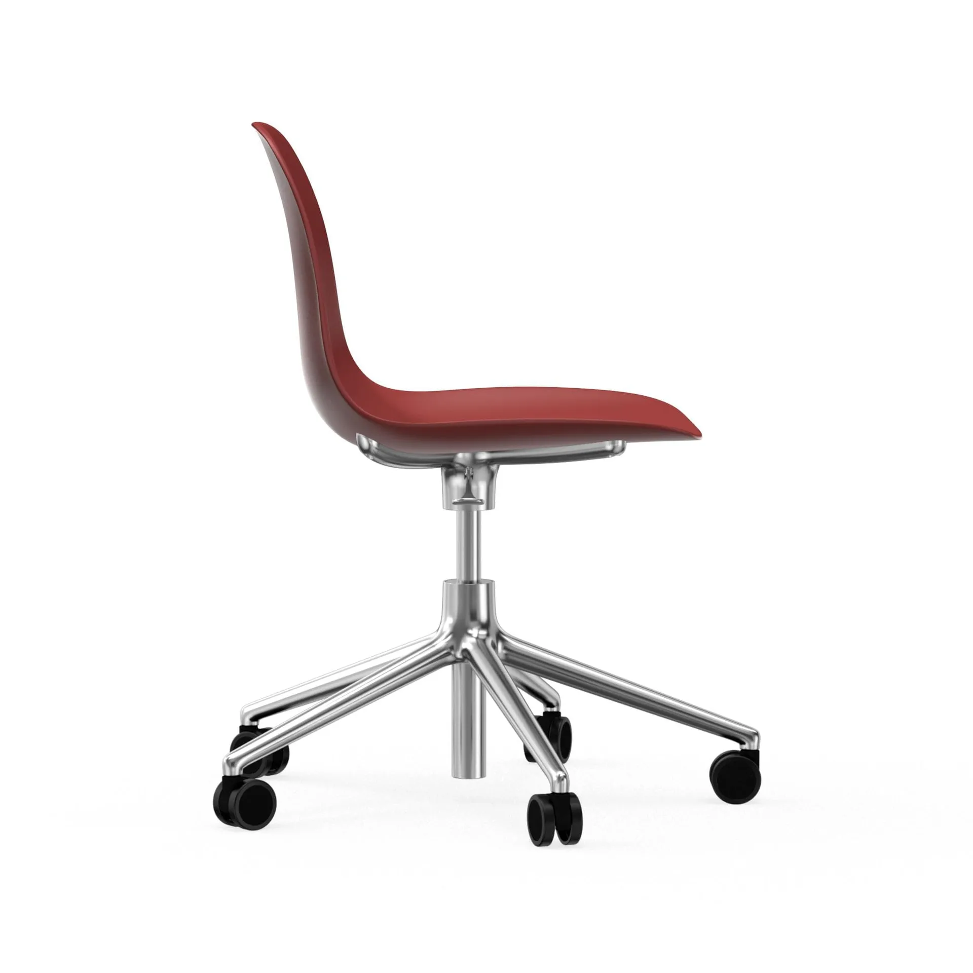 Form chair drejestol, 5W kontorstol, rød, aluminium, hjul Normann Copenhagen