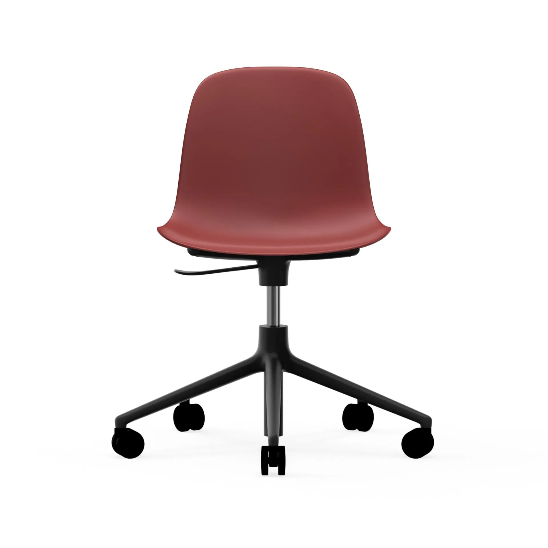 Form chair drejestol, 5W kontorstol, rød, sort aluminium, hjul Normann Copenhagen
