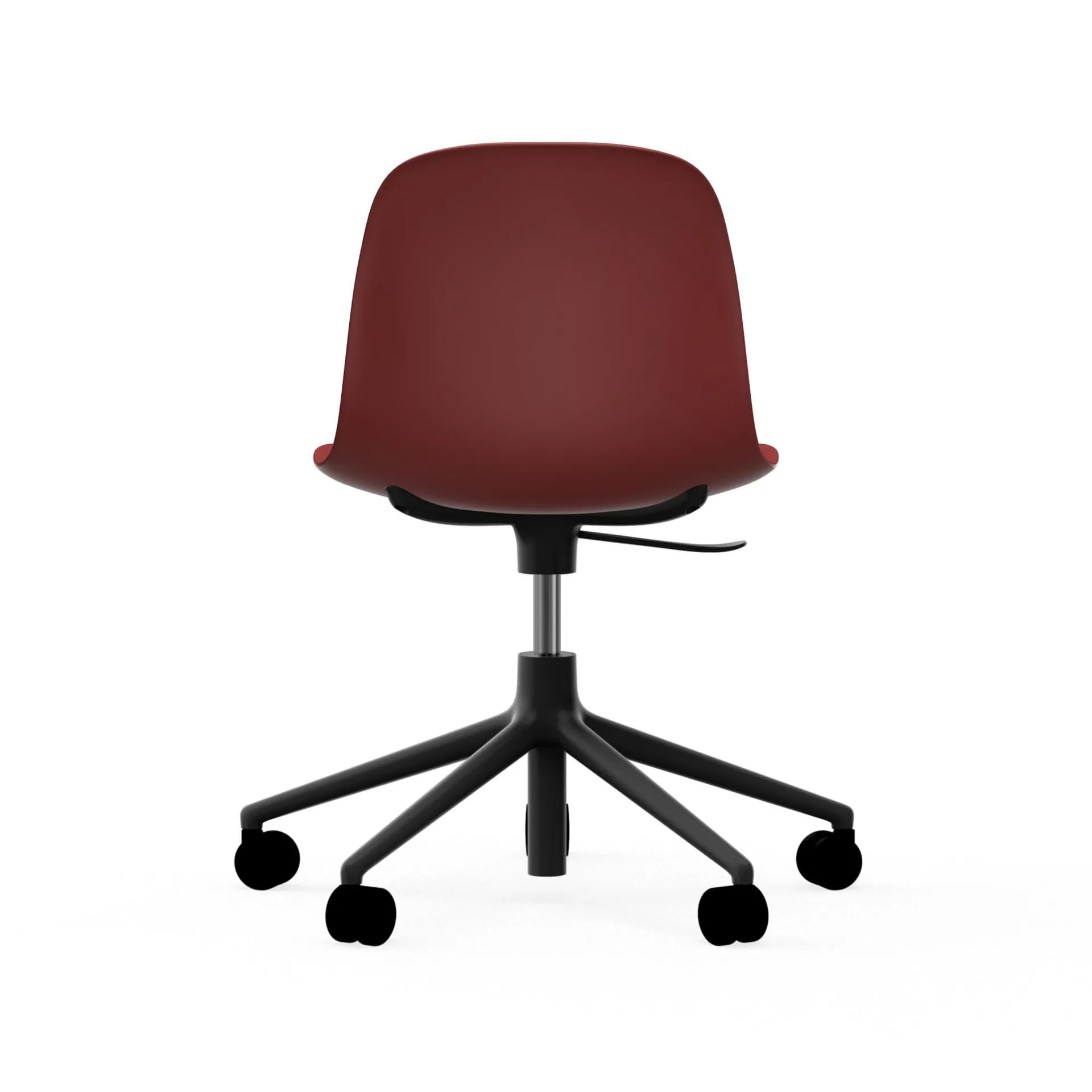 Form chair drejestol, 5W kontorstol, rød, sort aluminium, hjul Normann Copenhagen