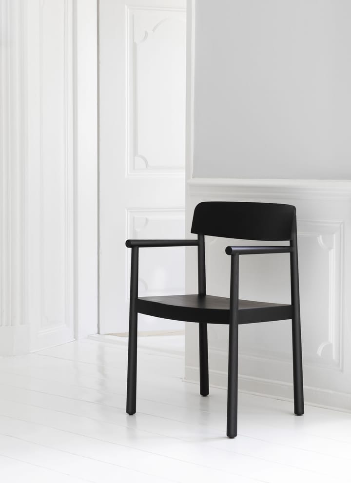 Herit karmstol med hynde, Black/Ultra leather - Black Normann Copenhagen