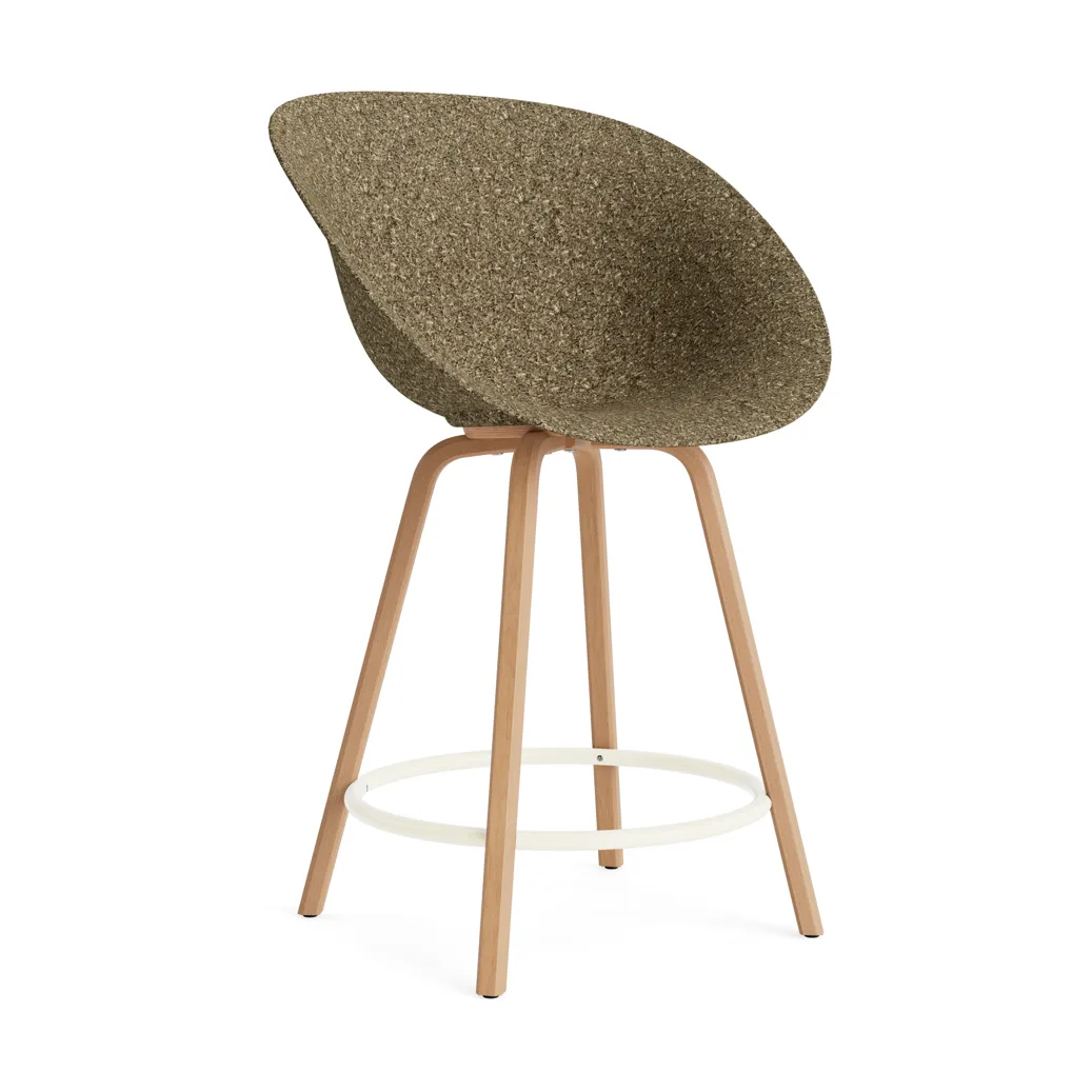 Mat Bar Armchair armstol 65 cm, Seaweed-beech-cream steel Normann Copenhagen
