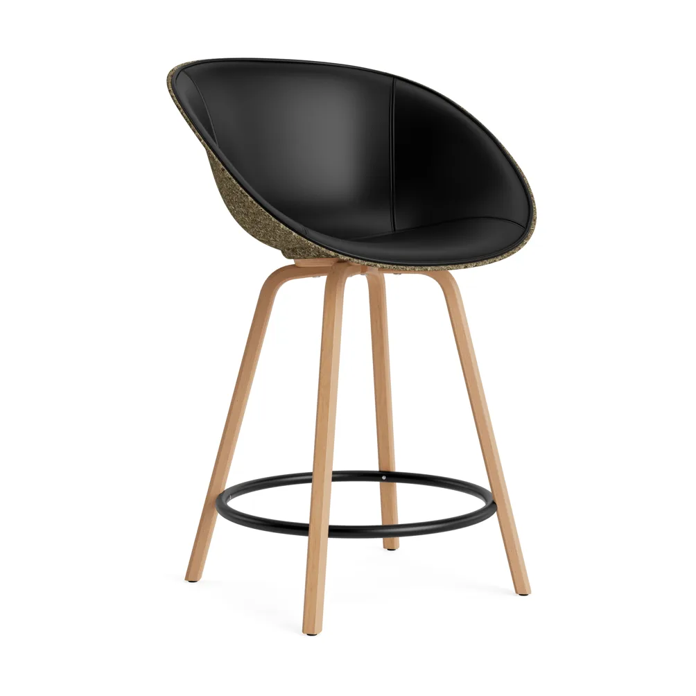 Mat Bar Armchair armstol frontpolstret 65 cm, Ultra 41599-seaweed-beech-black steel Normann Copenhagen