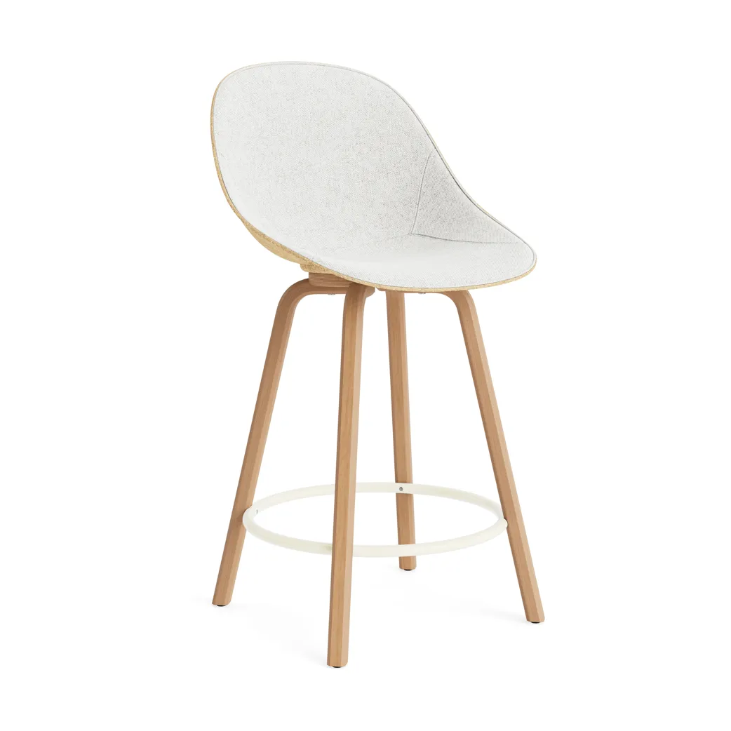 Mat Bar Chair barstol frontpolstret 65 cm, Hallingdal 110-hemp-beech-creme steel Normann Copenhagen