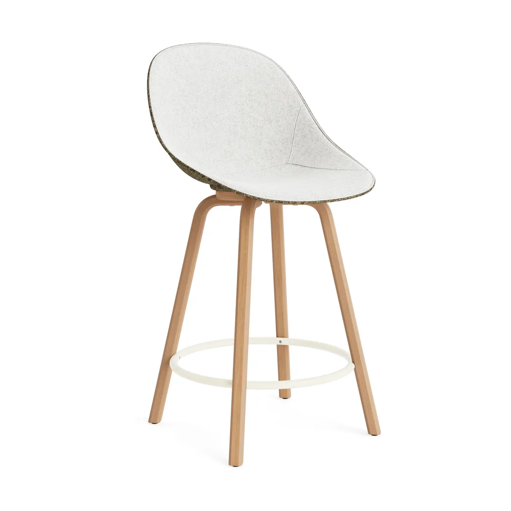 Mat Bar Chair barstol frontpolstret 65 cm, Hallingdal 110-seaweed-beech-cream steel Normann Copenhagen