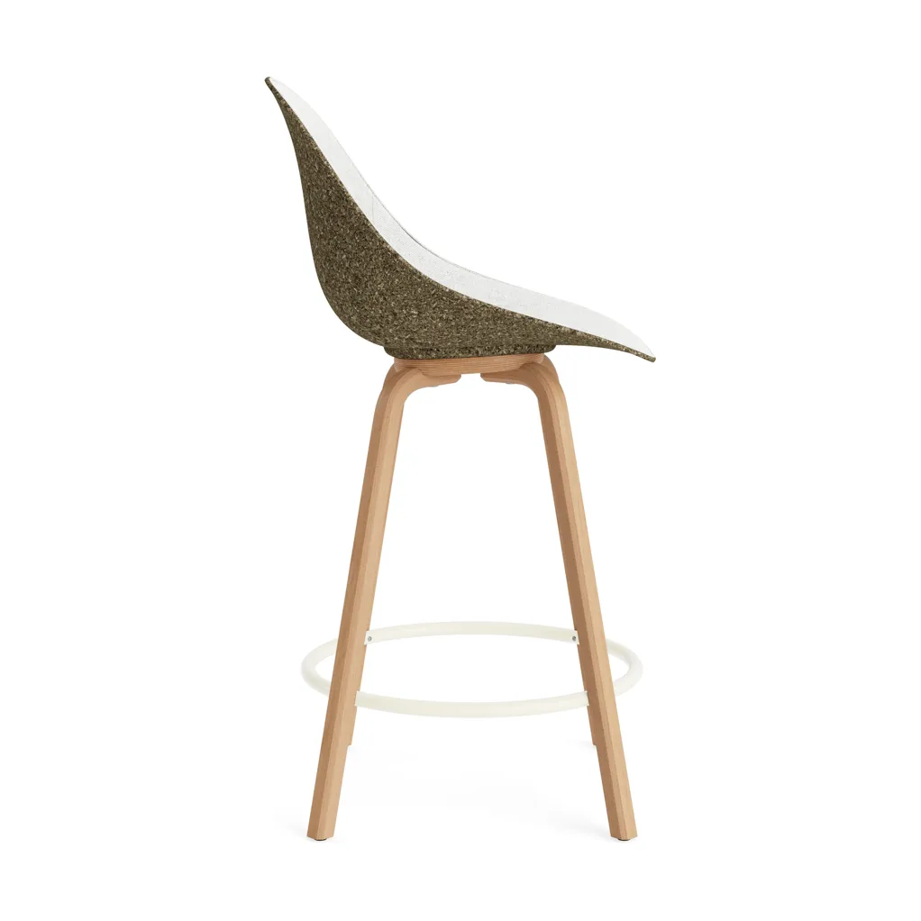 Mat Bar Chair barstol frontpolstret 65 cm, Hallingdal 110-seaweed-beech-cream steel Normann Copenhagen