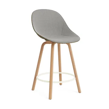 Mat Bar Chair barstol frontpolstret 65 cm - Remix 133-seaweed-beech-cream steel - Normann Copenhagen