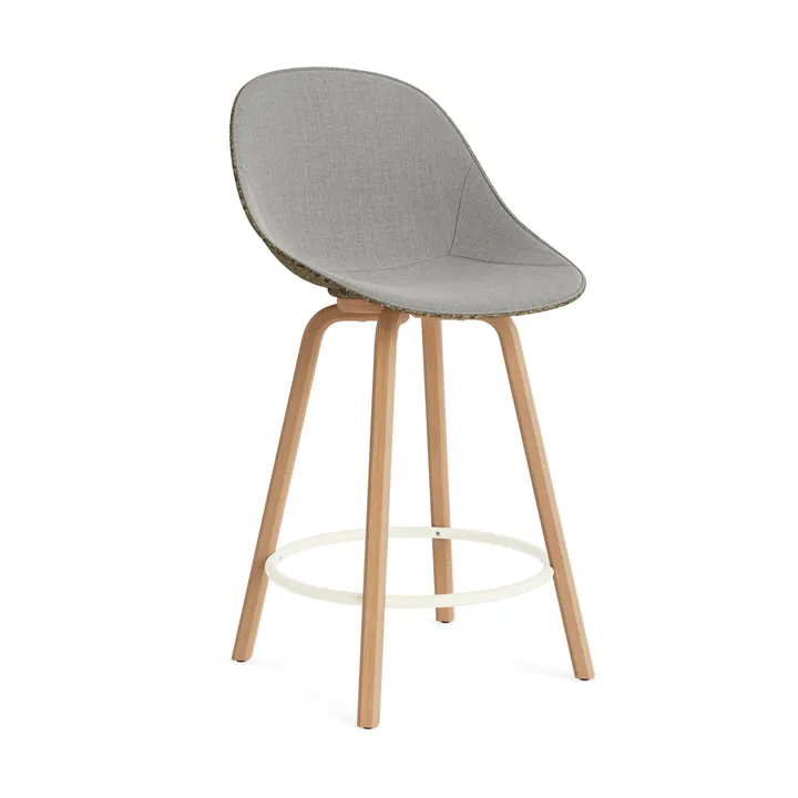 Mat Bar Chair barstol frontpolstret 65 cm - Remix 133-seaweed-beech-cream steel - Normann Copenhagen