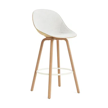 Mat Bar Chair barstol frontpolstret 75 cm - Hallingdal 110-hemp-beech-cream steel - Normann Copenhagen