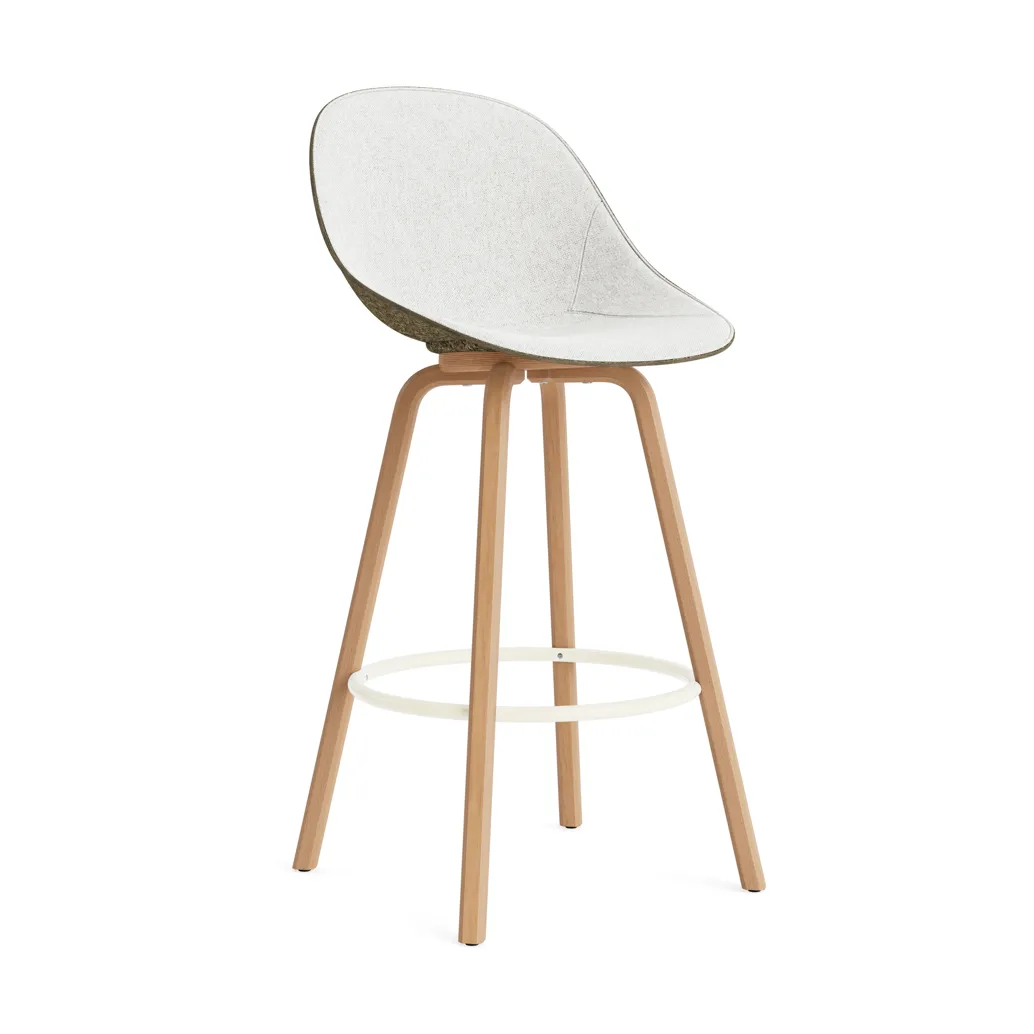 Mat Bar Chair barstol frontpolstret 75 cm, Hallingdal 110-seaweed-beech-cream steel Normann Copenhagen