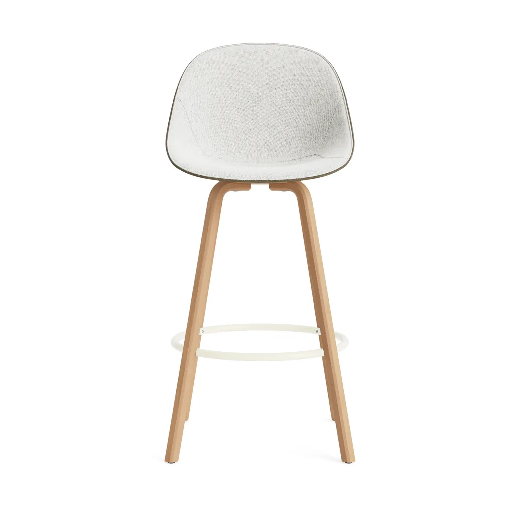 Mat Bar Chair barstol frontpolstret 75 cm, Hallingdal 110-seaweed-beech-cream steel Normann Copenhagen