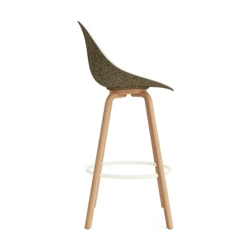 Mat Bar Chair barstol frontpolstret 75 cm - Hallingdal 110-seaweed-beech-cream steel - Normann Copenhagen