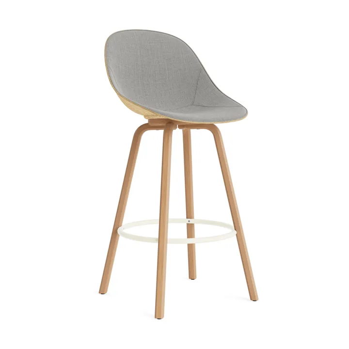 Mat Bar Chair barstol frontpolstret 75 cm - Remix 133-hemp-beech-cream steel - Normann Copenhagen
