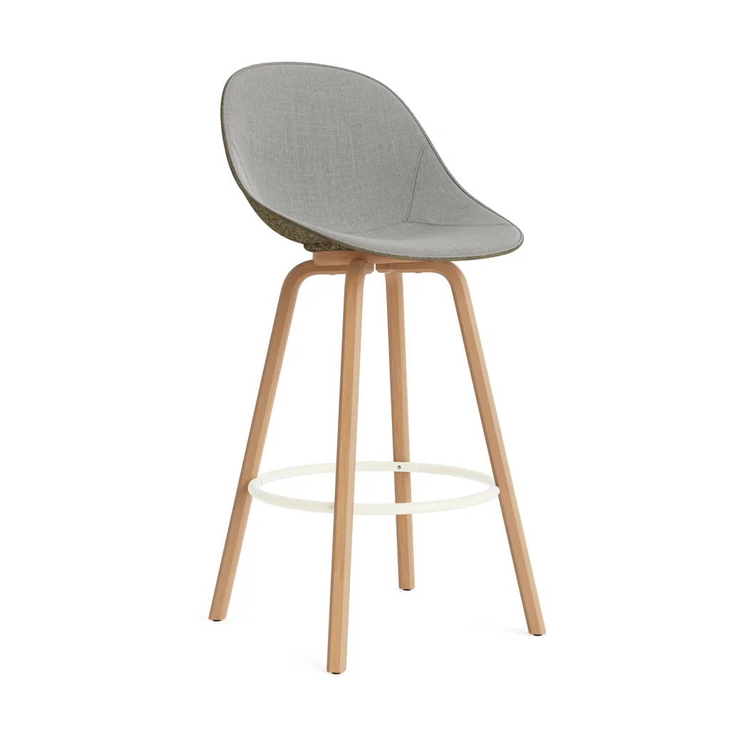 Mat Bar Chair barstol frontpolstret 75 cm, Remix 133-seaweed-beech-cream steel Normann Copenhagen