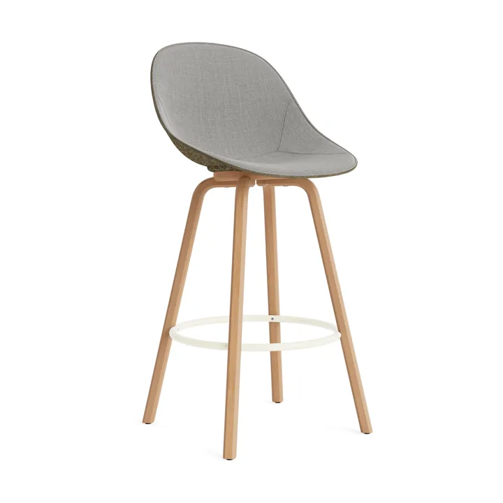 Mat Bar Chair barstol frontpolstret 75 cm - Remix 133-seaweed-beech-cream steel - Normann Copenhagen