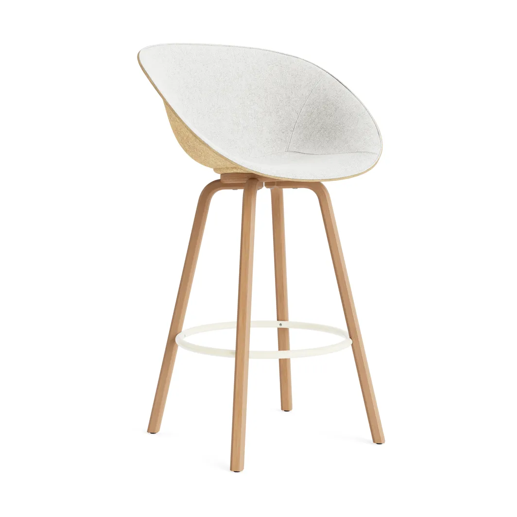 Mat barstol frontpolstret 75 cm, Hallingdal 110-hemp-beech-cream steel Normann Copenhagen