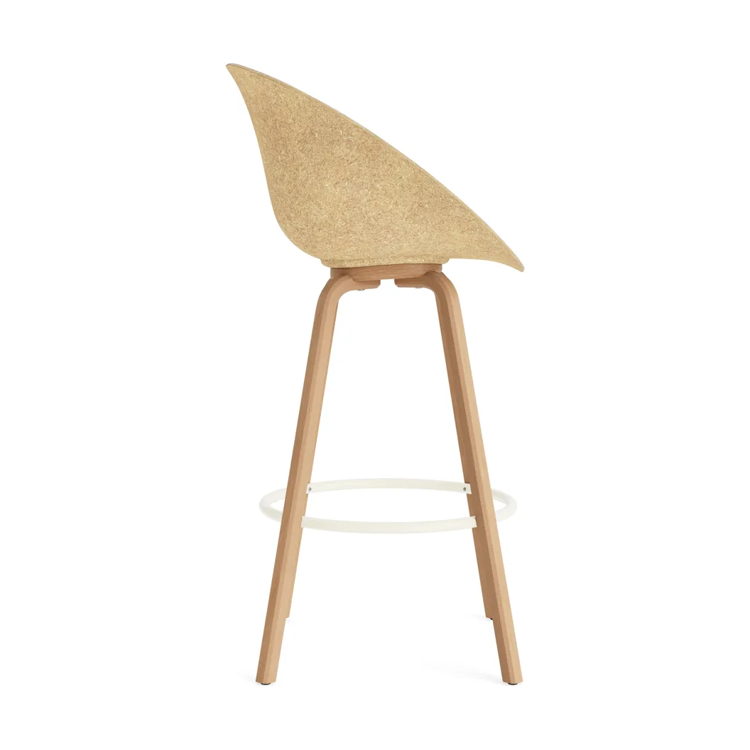 Mat barstol frontpolstret 75 cm, Hallingdal 110-hemp-beech-cream steel Normann Copenhagen