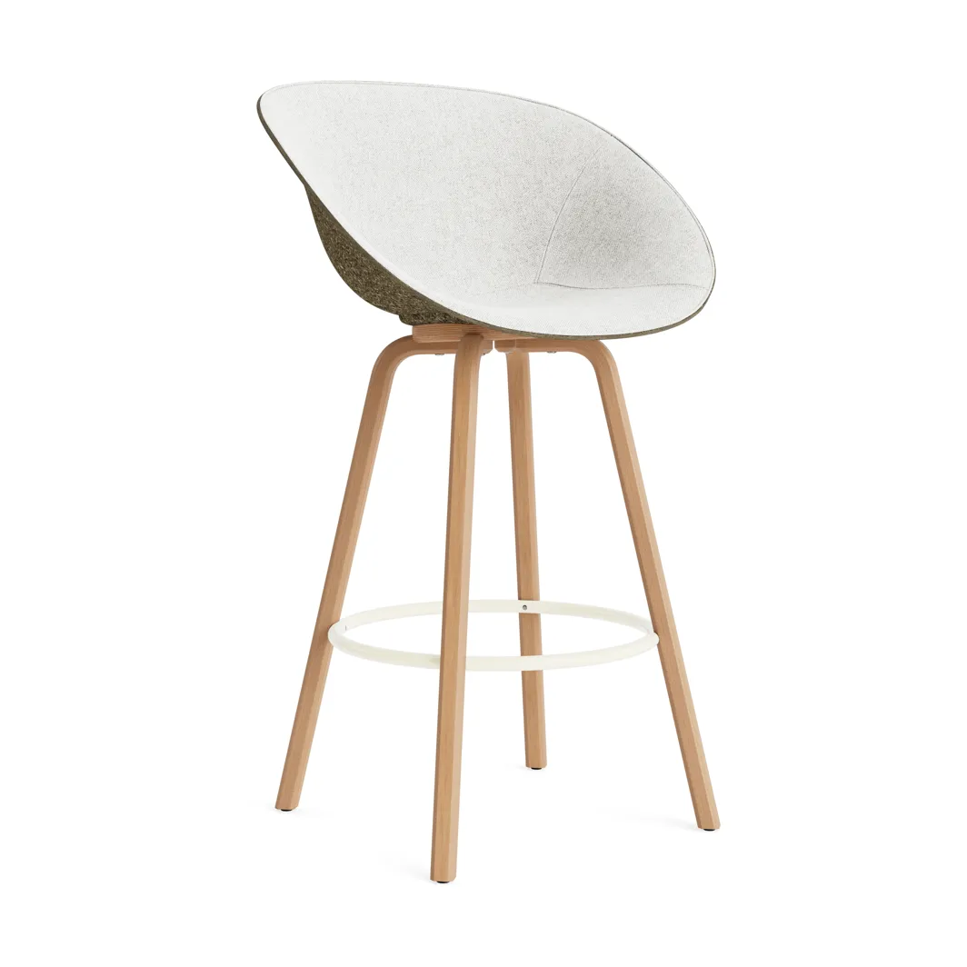 Mat barstol frontpolstret 75 cm, Hallingdal 110-seaweed-beech-cream steel Normann Copenhagen
