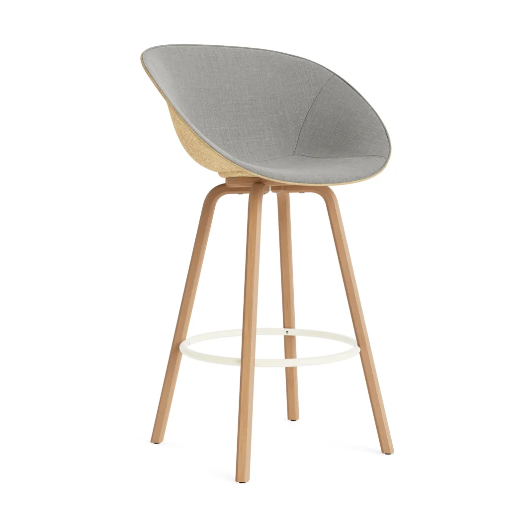 Mat barstol frontpolstret 75 cm, Remix 133-hemp-beech-cream steel Normann Copenhagen