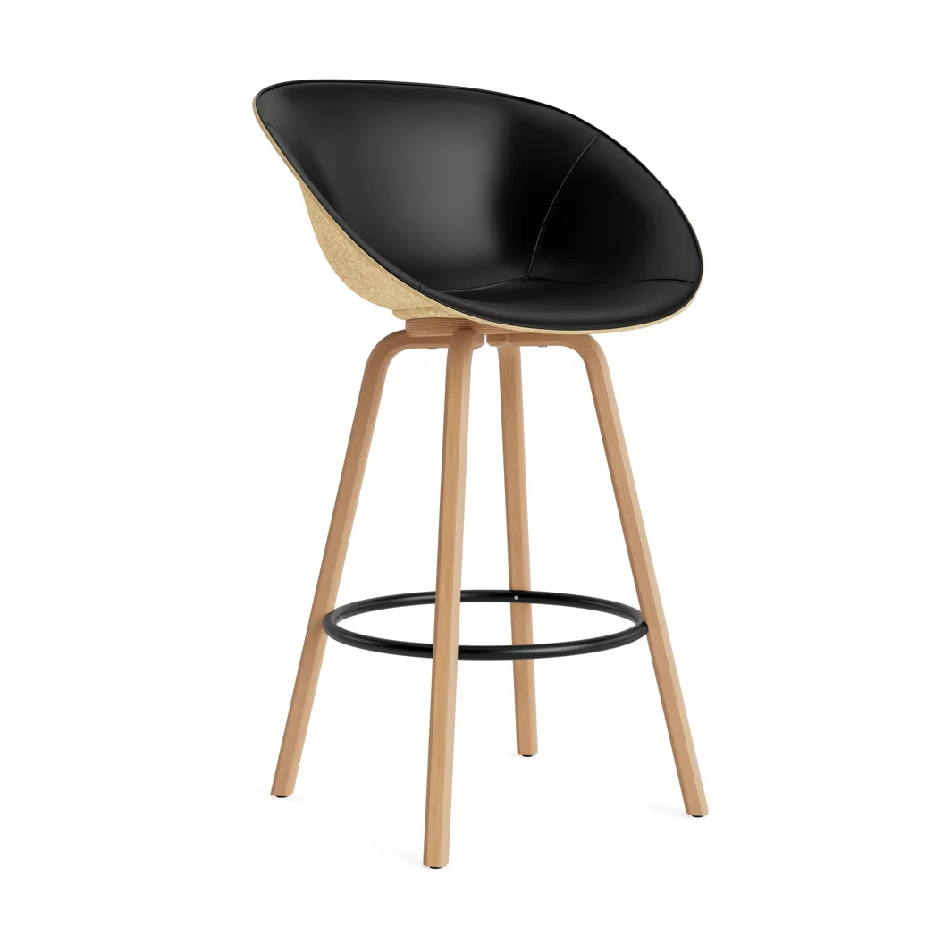 Mat barstol frontpolstret 75 cm, Ultra 41599-hemp-beech-black steel Normann Copenhagen