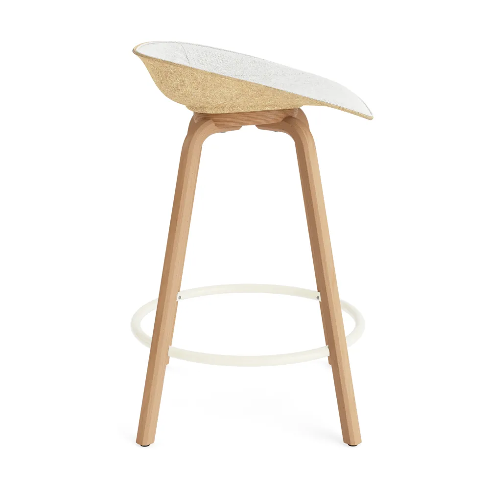 Mat Barstool barstol frontpolstret 65 cm, Hallingdal 110-hemp-beech-cream steel Normann Copenhagen