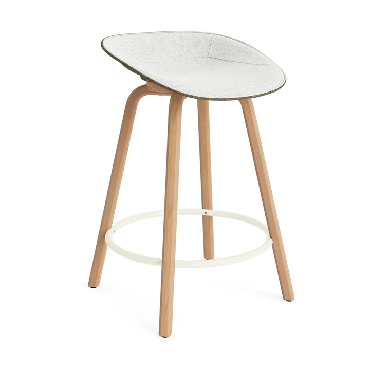 Mat Barstool barstol frontpolstret 65 cm - Hallingdal 110-seaweed-beech-cream steel - Normann Copenhagen