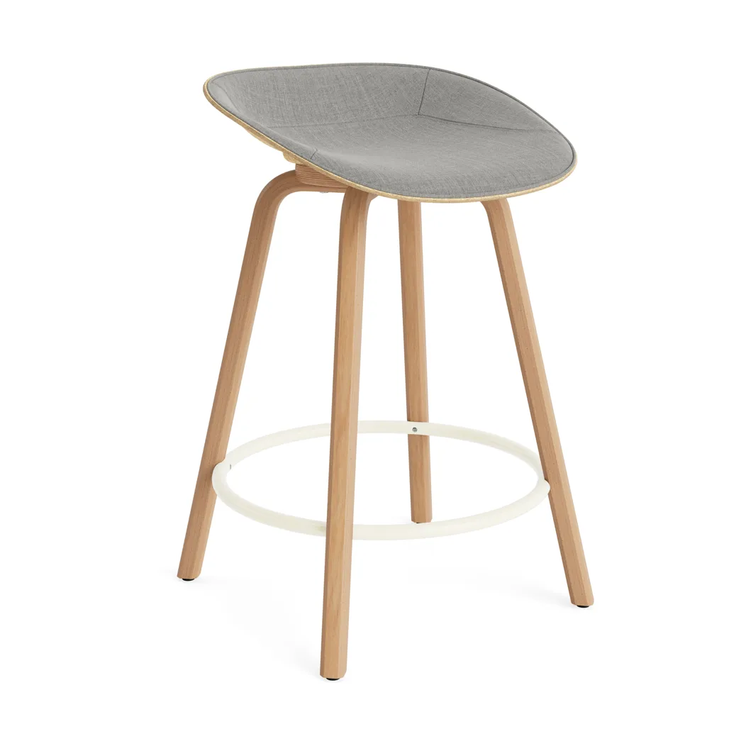 Mat Barstool barstol frontpolstret 65 cm, Remix 133-hemp-beech-cream steel Normann Copenhagen