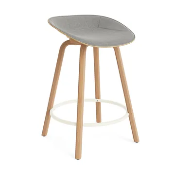 Mat Barstool barstol frontpolstret 65 cm - Remix 133-hemp-beech-cream steel - Normann Copenhagen