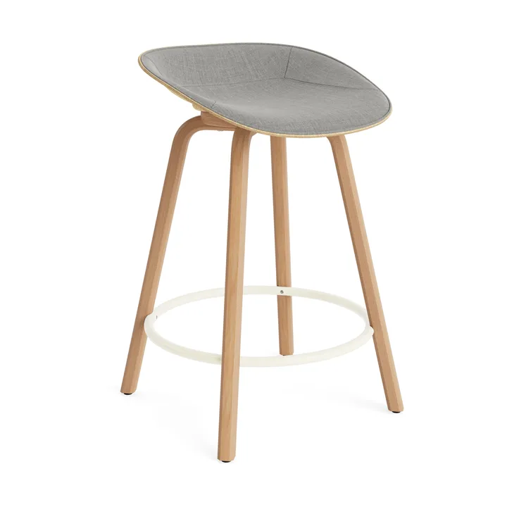 Mat Barstool barstol frontpolstret 65 cm - Remix 133-hemp-beech-cream steel - Normann Copenhagen