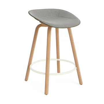 Mat Barstool barstol frontpolstret 65 cm - Remix 133-seaweed-beech-cream steel - Normann Copenhagen