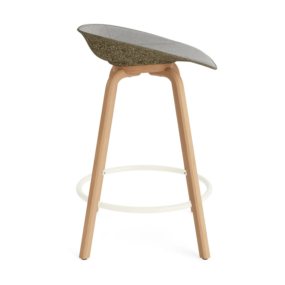 Mat Barstool barstol frontpolstret 65 cm, Remix 133-seaweed-beech-cream steel Normann Copenhagen