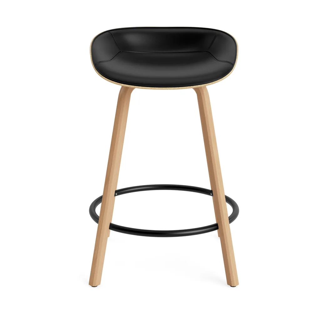 Mat Barstool barstol frontpolstret 65 cm, Ultra 41599-hemp-beech-black steel Normann Copenhagen