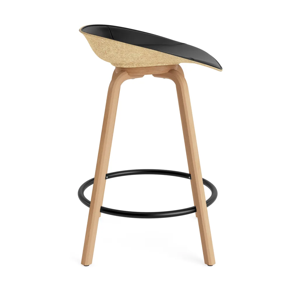 Mat Barstool barstol frontpolstret 65 cm, Ultra 41599-hemp-beech-black steel Normann Copenhagen
