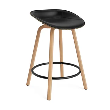 Mat Barstool barstol frontpolstret 65 cm - Ultra 41599-seaweed-beech-black steel - Normann Copenhagen