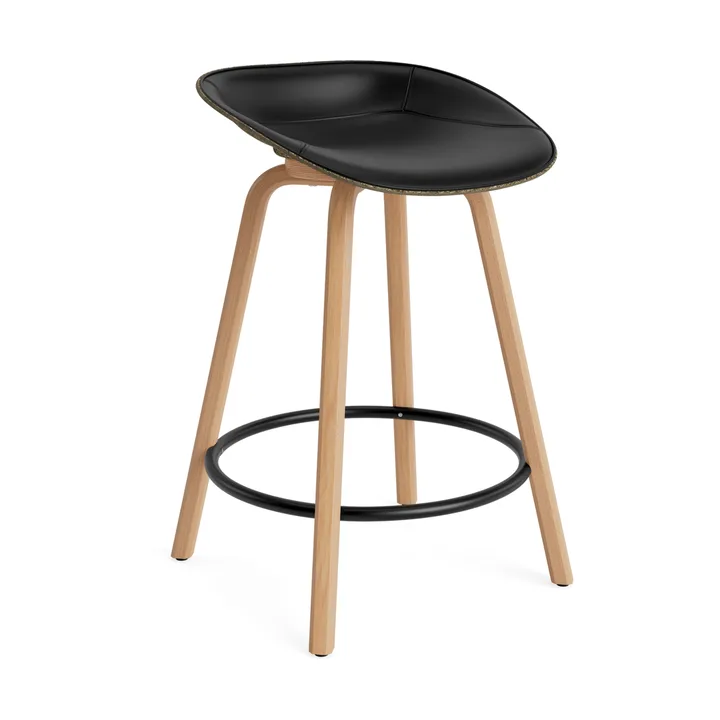 Mat Barstool barstol frontpolstret 65 cm - Ultra 41599-seaweed-beech-black steel - Normann Copenhagen