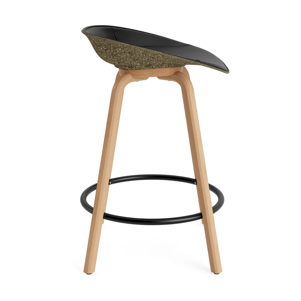 Mat Barstool barstol frontpolstret 65 cm, Ultra 41599-seaweed-beech-black steel Normann Copenhagen