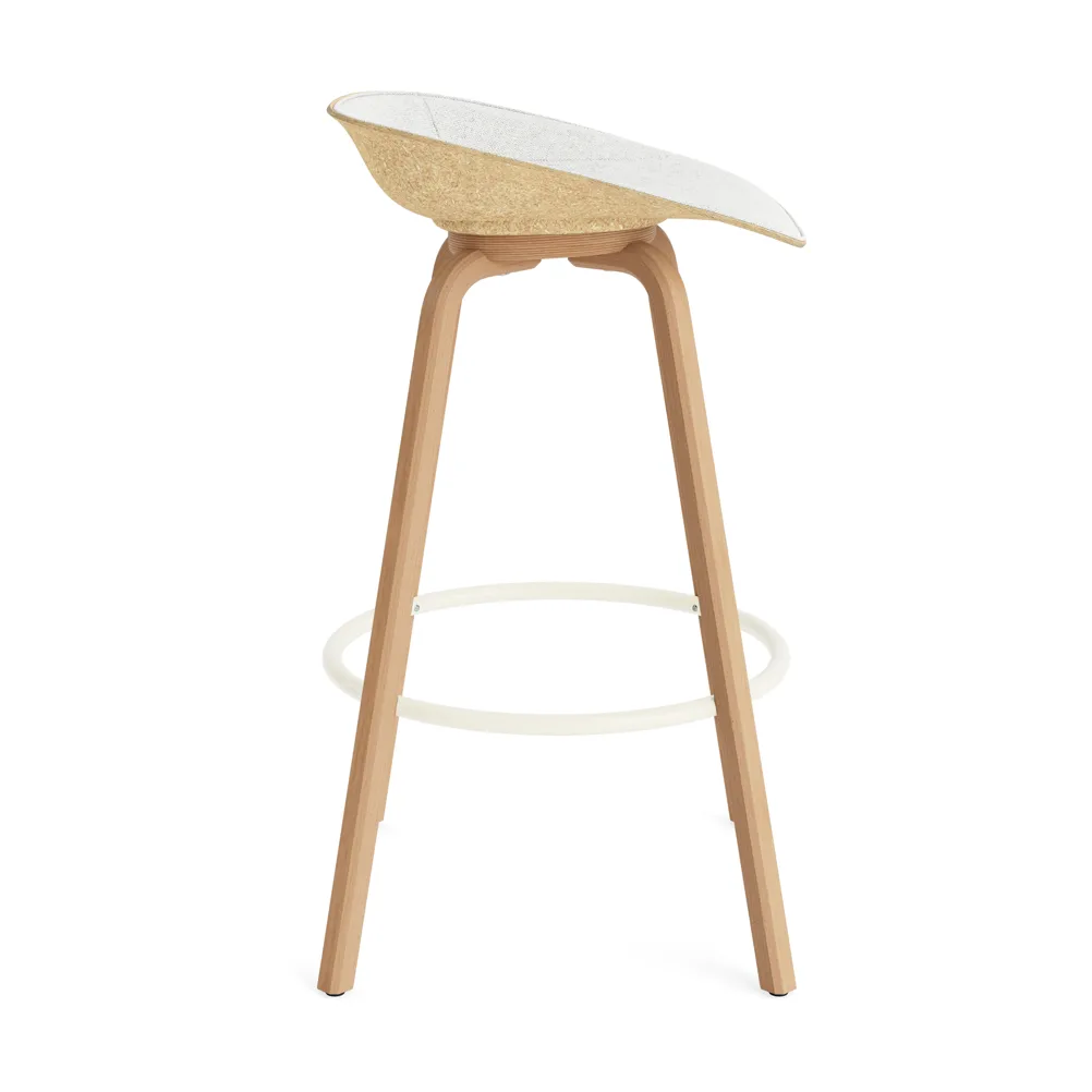 Mat Barstool barstol frontpolstret 75 cm, Hallingdal 110-hemp-beech-cream steel Normann Copenhagen