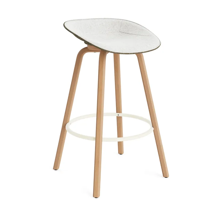 Mat Barstool barstol frontpolstret 75 cm - Hallingdal 110-seaweed-beech-cream steel - Normann Copenhagen